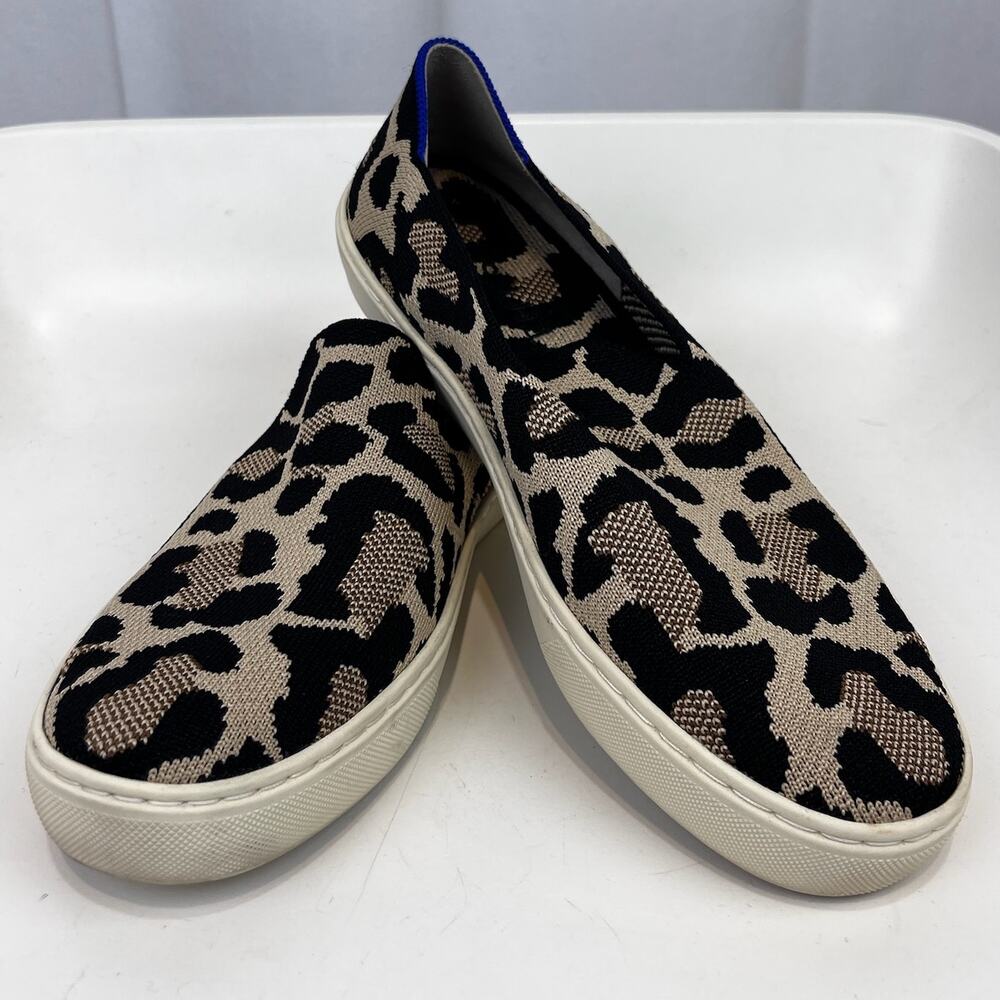 ROTHY'S The Original Slip On Sneaker Brown Cat Leopard Womens 7.5 Excellent W7.5